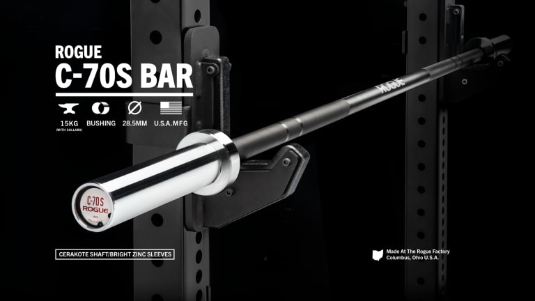 ROGUE C-70S ショートスリーブ バーベル Rogue C-70S (Black Shaft / Bright Zinc Sleeve) | Rogue Fitness
